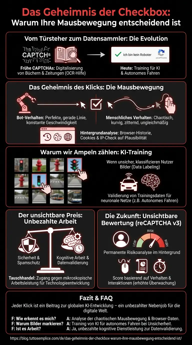 Das Geheimnis der Checkbox: Warum Ihre Mausbewegung entscheidend ist - Zusammenfassende Infografik