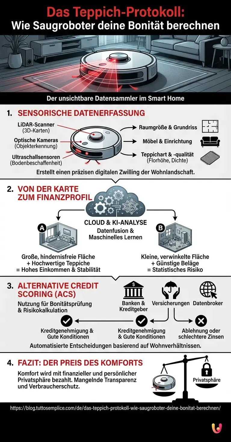 Das Teppich-Protokoll: Wie Saugroboter deine Bonit&auml;t berechnen - Zusammenfassende Infografik