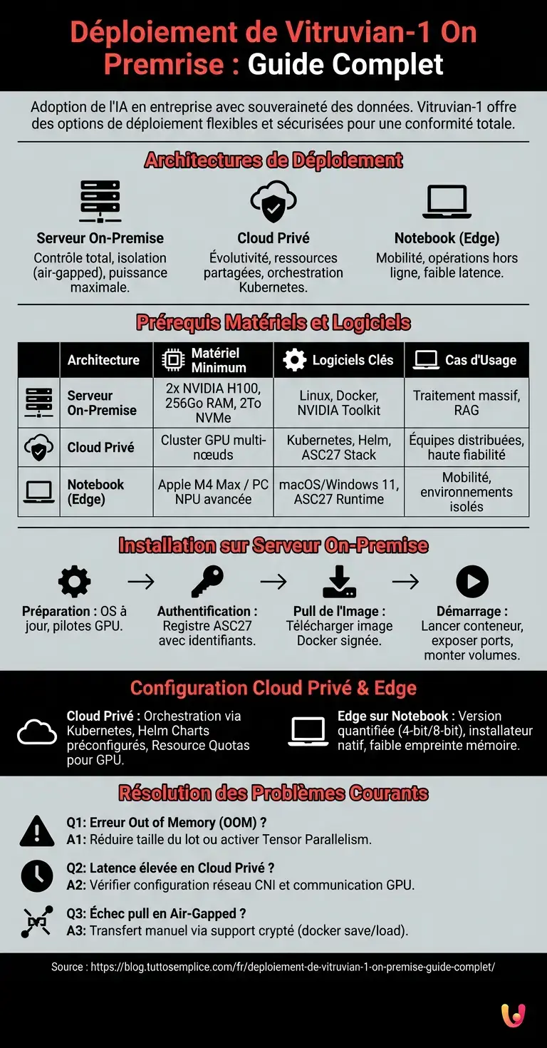 D&eacute;ploiement de Vitruvian-1 On Premise : Guide Complet - Infographie r&eacute;sumant