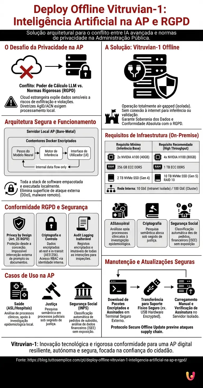 Deploy Offline Vitruvian-1: Intelig&ecirc;ncia Artificial na AP e RGPD - Infogr&aacute;fico resumido