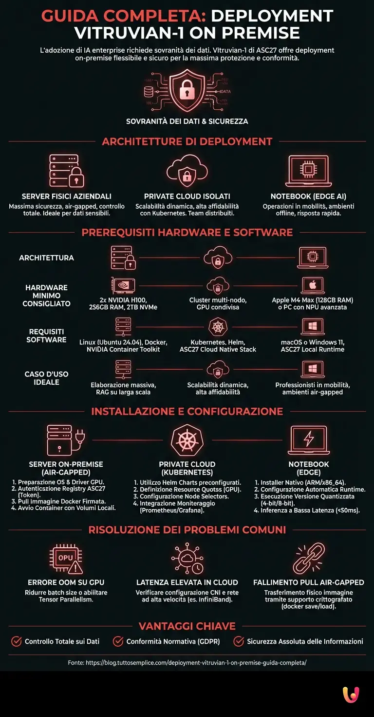 Deployment Vitruvian-1 On Premise: Guida Completa - Infografica riassuntiva