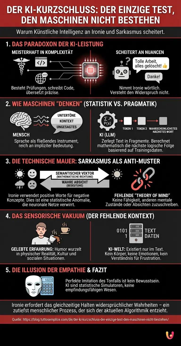Der KI-Kurzschluss: Der einzige Test, den Maschinen nicht bestehen - Zusammenfassende Infografik
