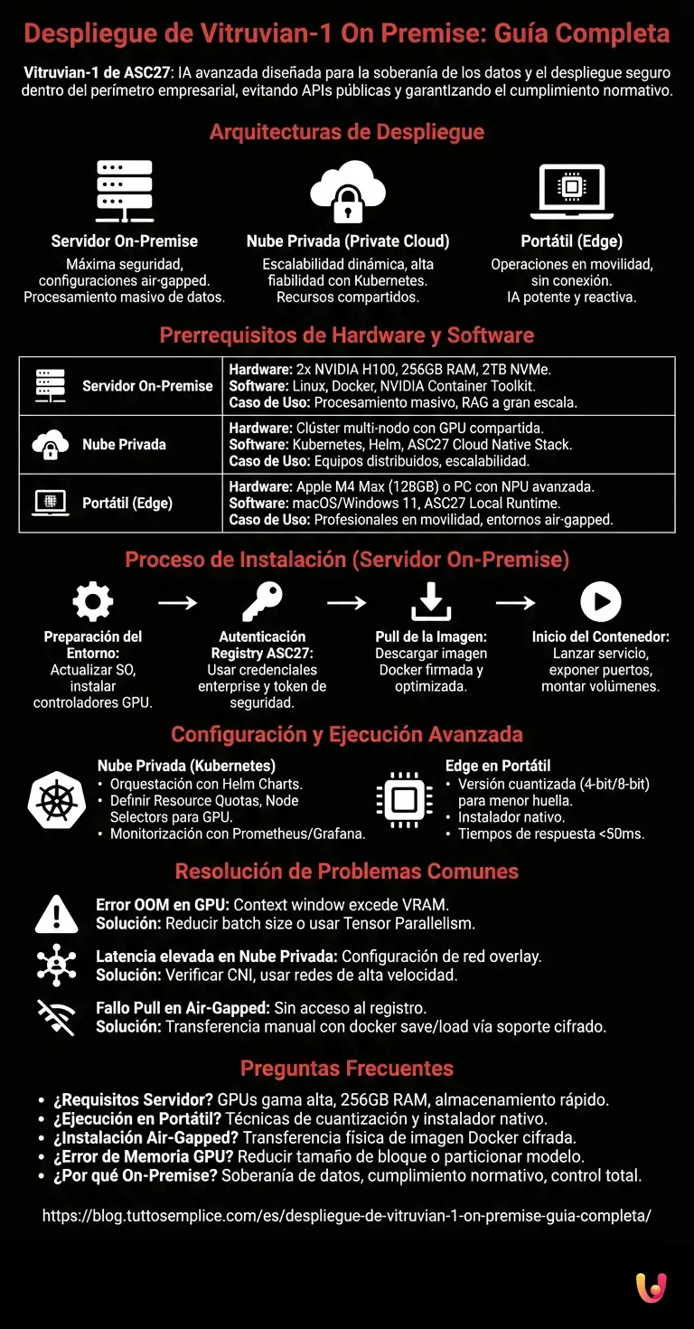 Despliegue de Vitruvian-1 On Premise: Guía Completa - Infografía resumen