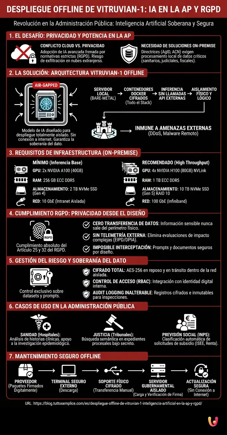 Despliegue Offline de Vitruvian-1: Inteligencia Artificial en la AP y RGPD - Infograf&iacute;a resumen
