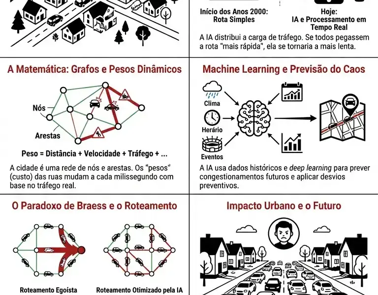 Infografica: Desvio fantasma: como a IA do GPS sacrifica a sua rota di&aacute;ria