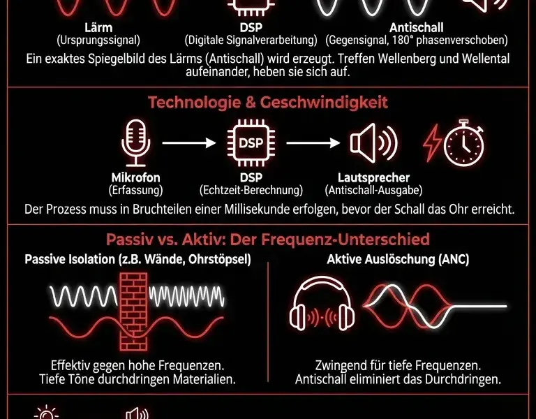 Infografica: Die Physik der Stille: Warum echte Ruhe zwingend L&auml;rm erfordert