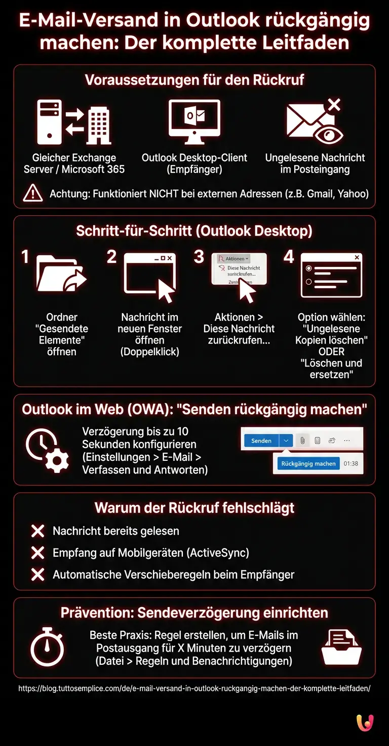 E-Mail-Versand in Outlook r&uuml;ckg&auml;ngig machen: Der komplette Leitfaden - Zusammenfassende Infografik