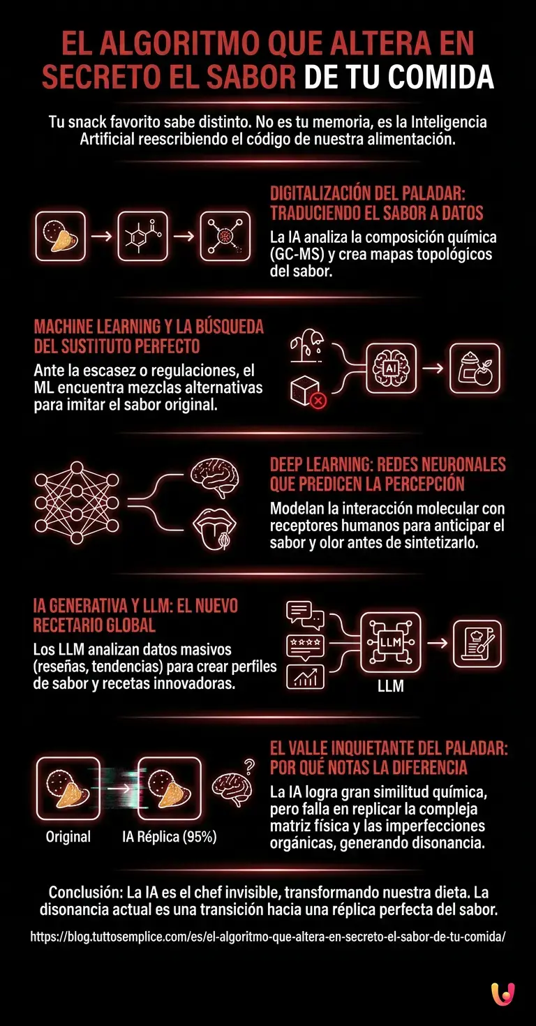 El algoritmo que altera en secreto el sabor de tu comida - Infograf&iacute;a resumen