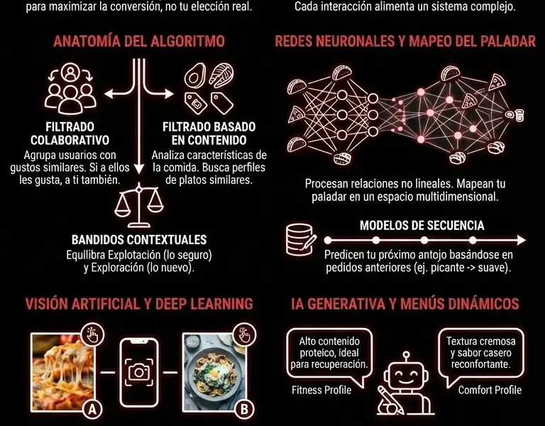 Infografica: El espejismo de elegir: c&oacute;mo la IA decide tu pr&oacute;xima cena
