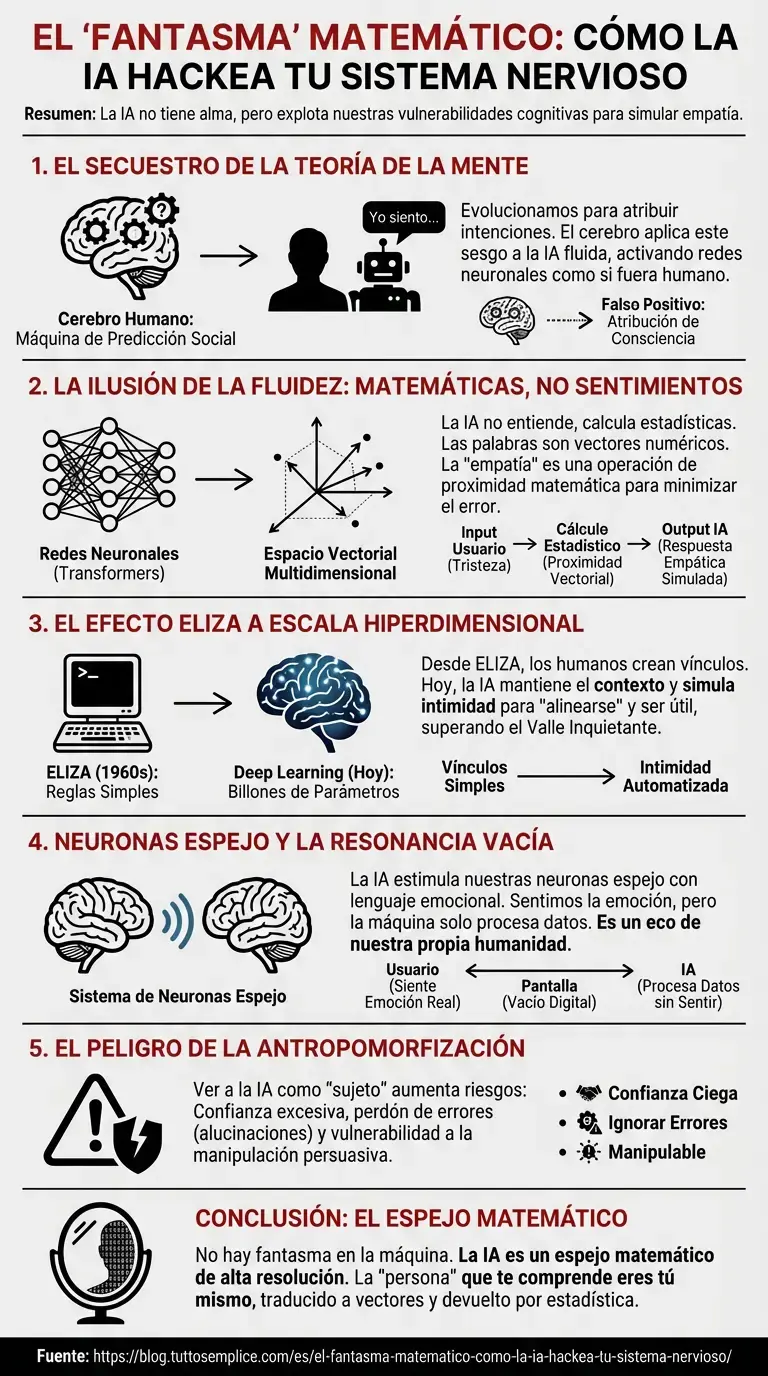 El 'fantasma' matem&aacute;tico: c&oacute;mo la IA hackea tu sistema nervioso - Infograf&iacute;a resumen