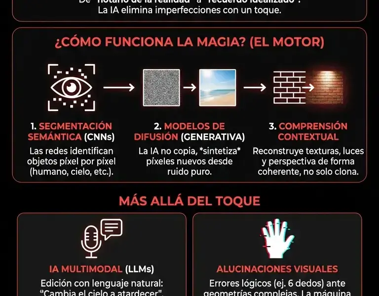 Infografica: El mecanismo oculto en tu m&oacute;vil que reescribe tu pasado con IA