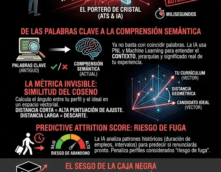 Infografica: El portero de cristal: la m&eacute;trica de IA que descarta tu curr&iacute;culum