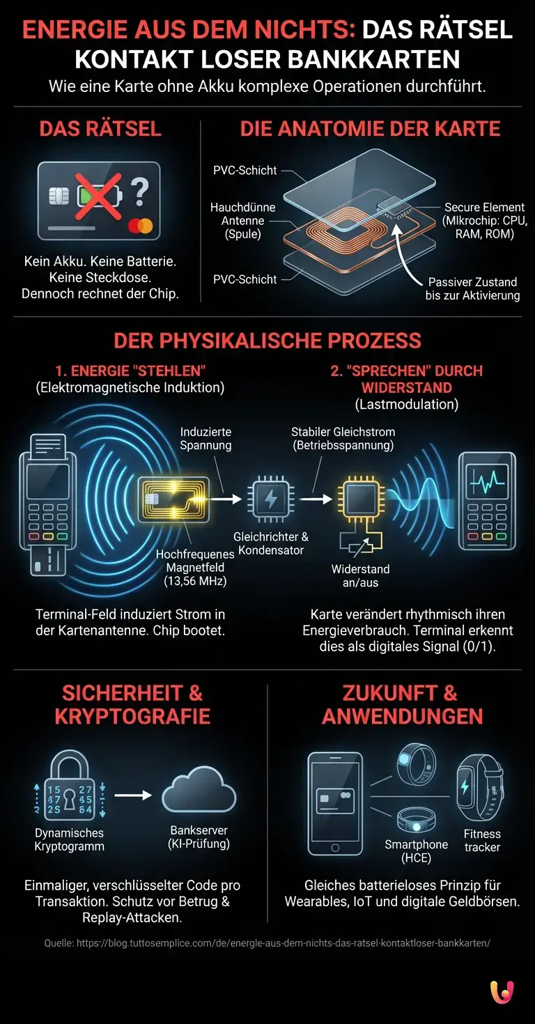 Energie aus dem Nichts: Das R&auml;tsel kontaktloser Bankkarten - Zusammenfassende Infografik