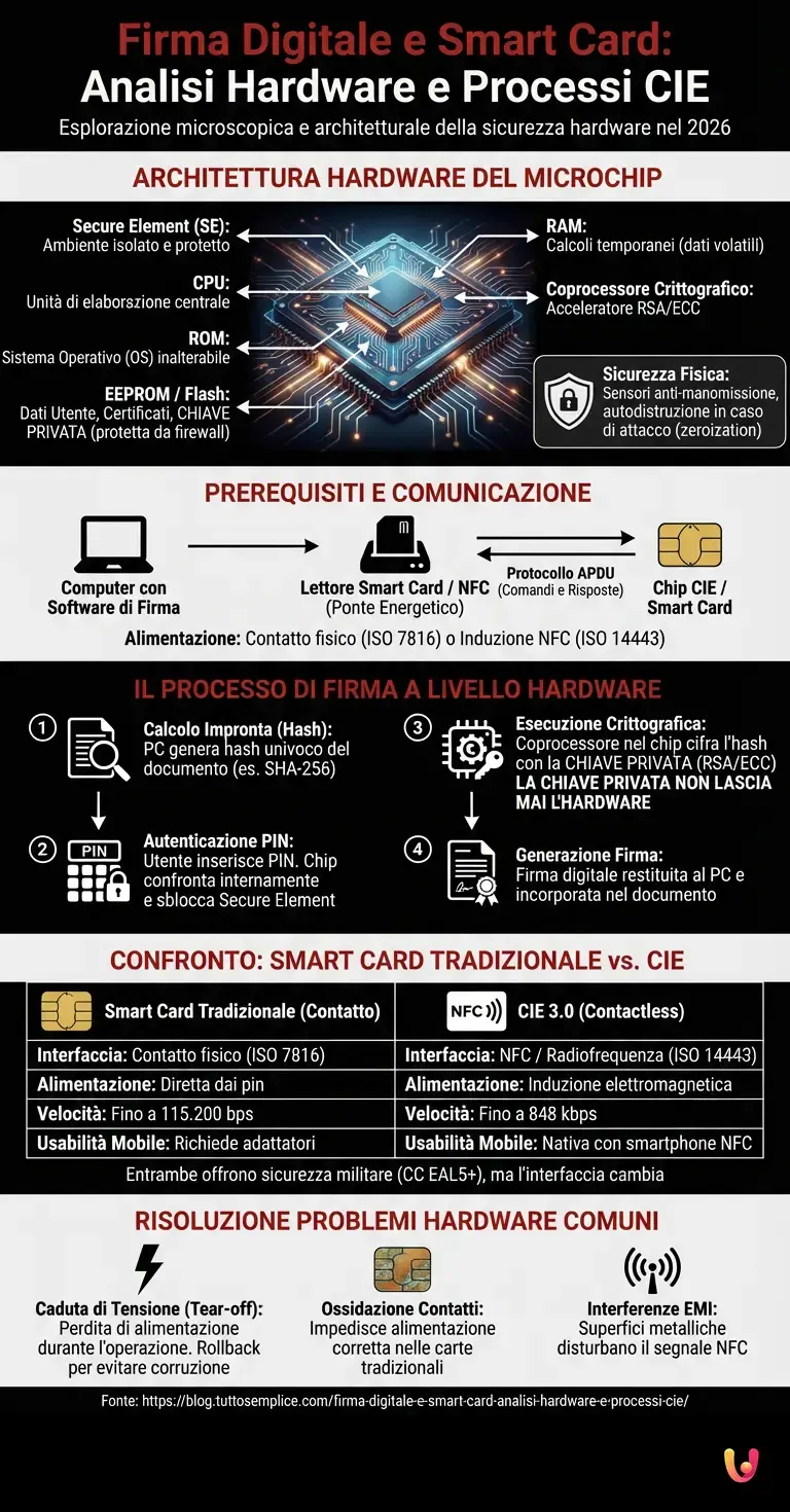 Firma Digitale e Smart Card: Analisi Hardware e Processi CIE - Infografica riassuntiva