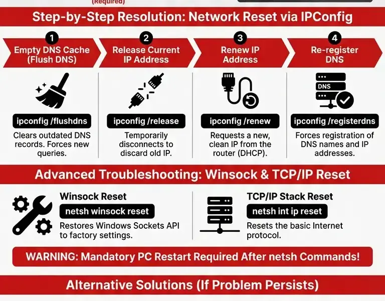 Infografica: Fixing the Site Can't Be Reached Error on Windows