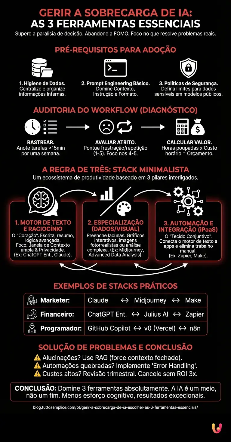 Gerir a Sobrecarga de IA: Escolher as 3 Ferramentas Essenciais - Infogr&aacute;fico resumido