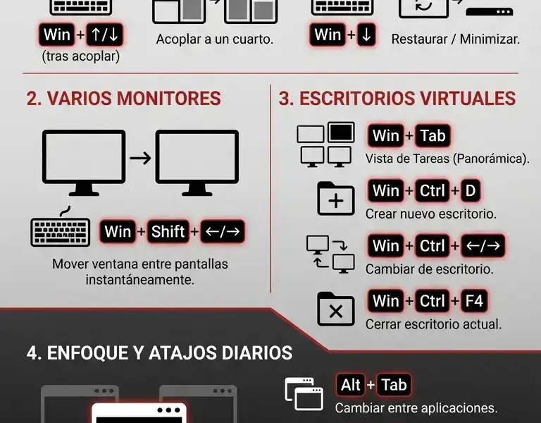 Infografica: Gesti&oacute;n de ventanas en Windows: los atajos para dominar el escritorio