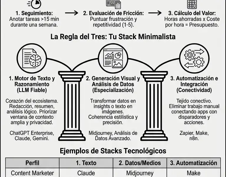 Infografica: Gestionar la sobrecarga de IA: Elegir las 3 herramientas esenciales