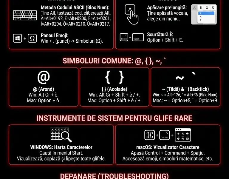 Infografica: Ghid Complet pentru Caractere Speciale Tastatură și Simboluri