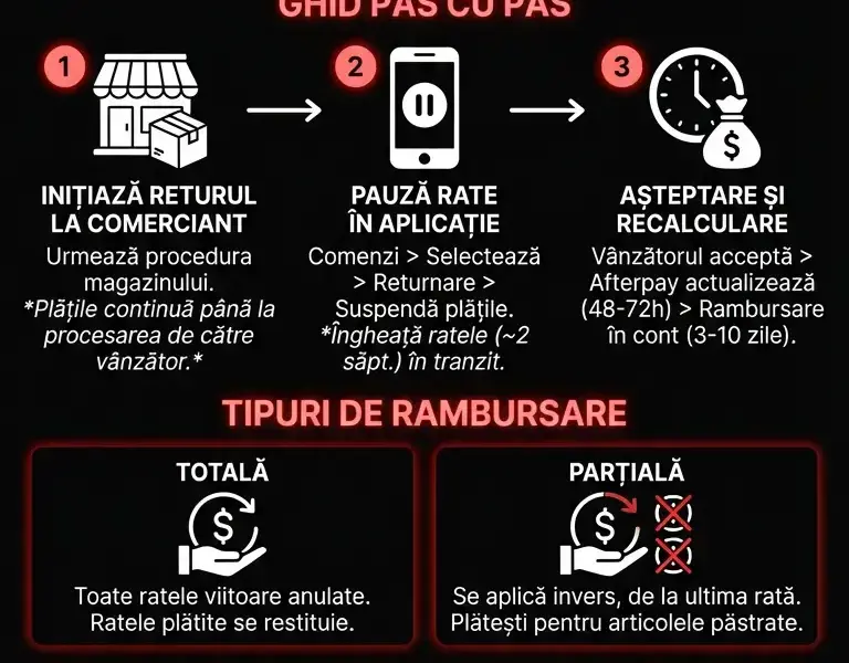 Infografica: Ghid pentru Rambursarea Afterpay: Cum să Anulezi o Rată