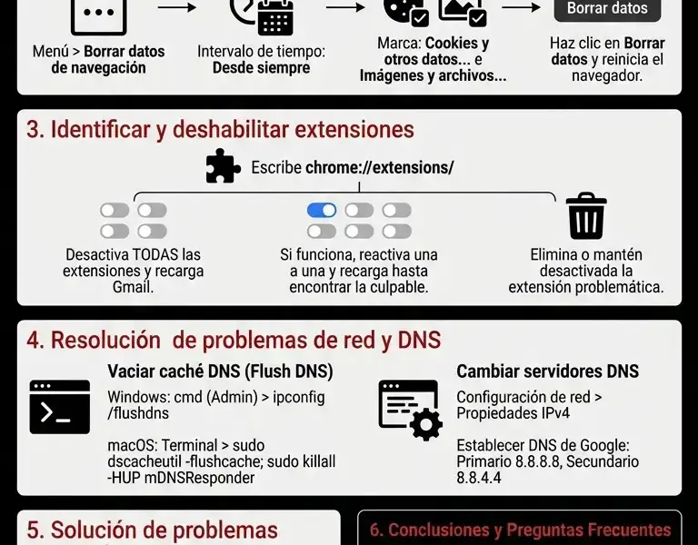 Infografica: Gmail no carga en Chrome: Gu&iacute;a completa para solucionarlo