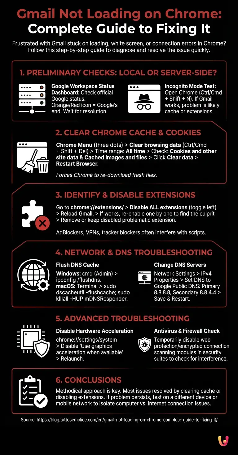 Gmail Not Loading on Chrome: Complete Guide to Fixing It - Summary Infographic