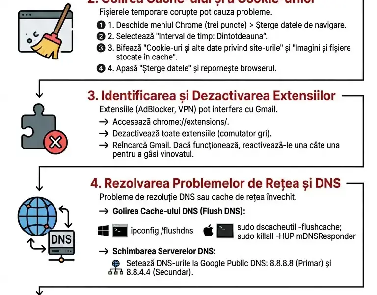 Infografica: Gmail nu se &icirc;ncarcă &icirc;n Chrome: Ghid Complet de Rezolvare