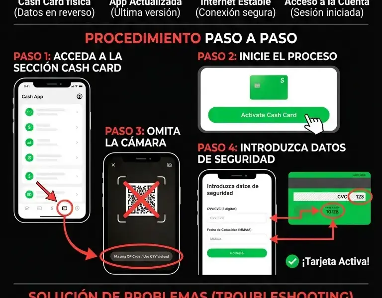 Infografica: Gu&iacute;a Completa: C&oacute;mo Activar la Tarjeta Cash App Sin QR