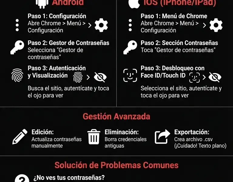 Infografica: Gu&iacute;a Completa: Contrase&ntilde;as Guardadas en Chrome para M&oacute;vil