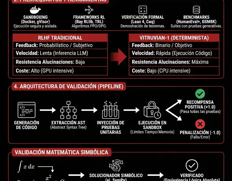 Infografica: Gu&iacute;a Completa de Vitruvian-1: Verificadores y Pruebas Unitarias en RL