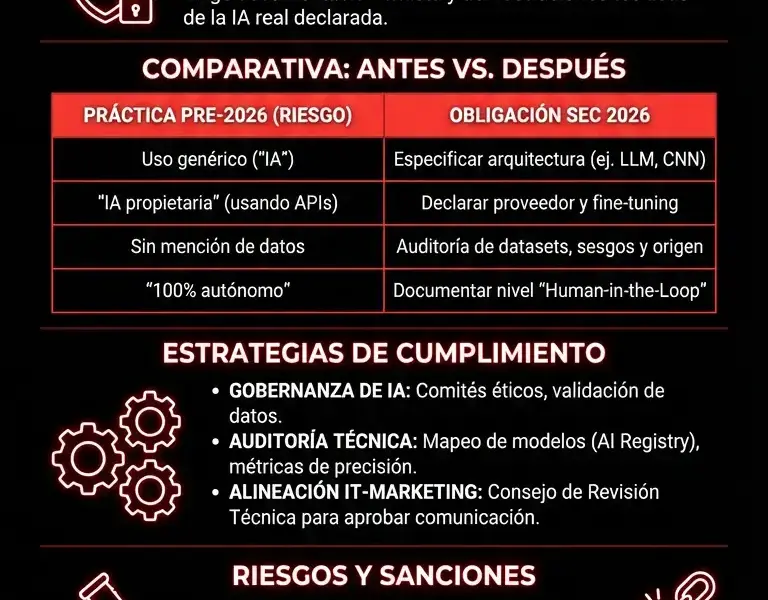 Infografica: Gu&iacute;a Completa sobre la Normativa de AI Washing de la SEC 2026