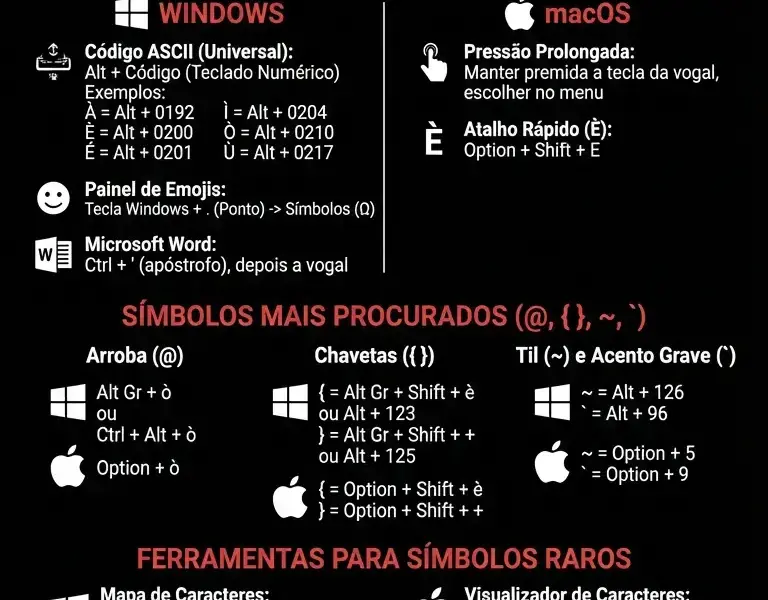 Infografica: Guia Completo de Caracteres Especiais do Teclado e S&iacute;mbolos