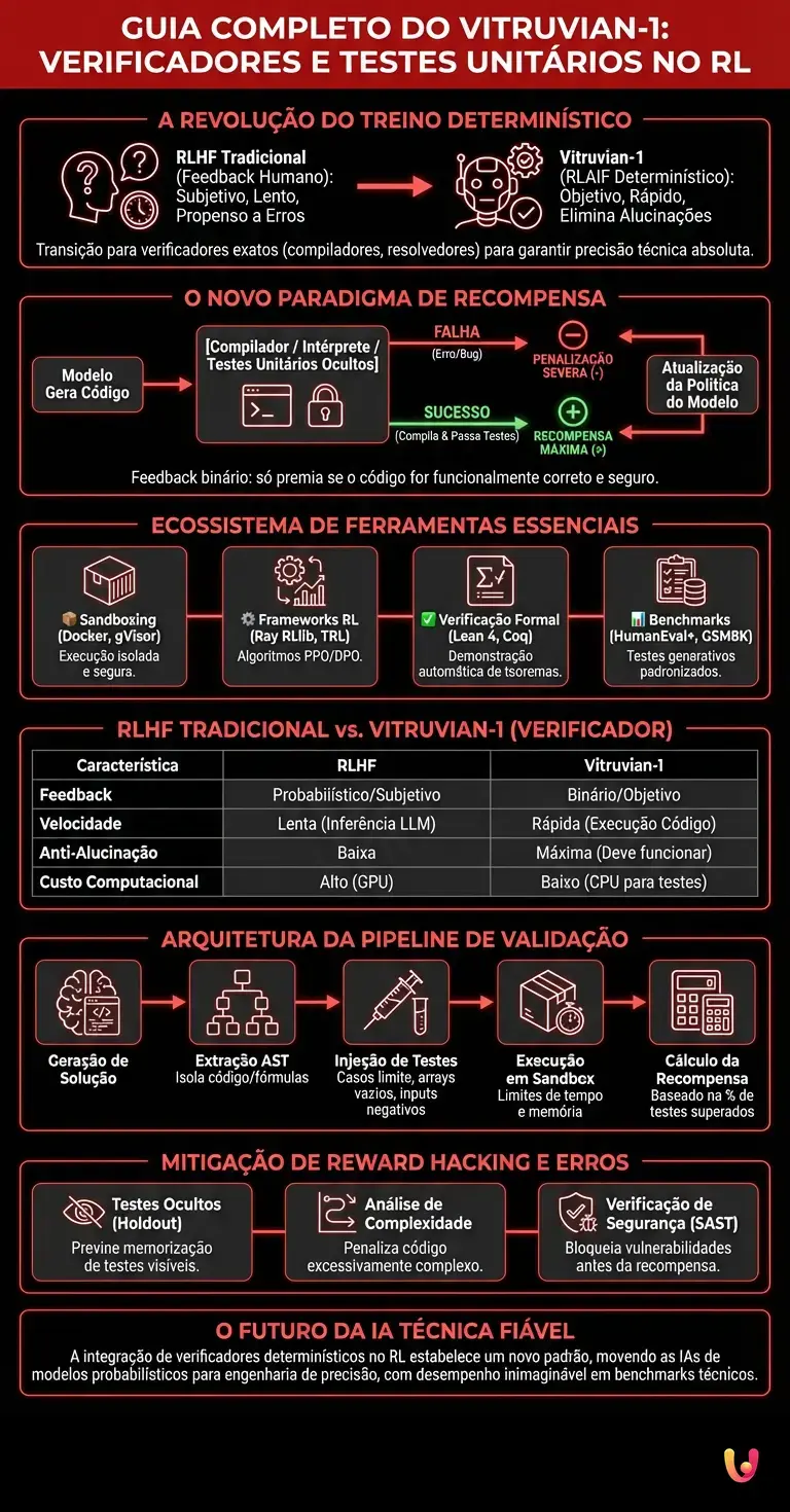 Guia Completo do Vitruvian-1: Verificadores e Testes Unitários no RL - Infográfico resumido