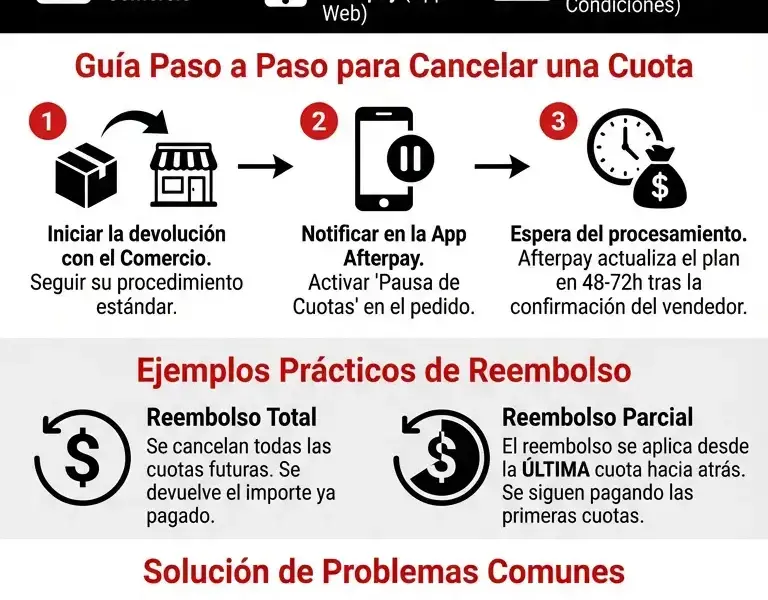 Infografica: Gu&iacute;a de Reembolso Afterpay: C&oacute;mo Cancelar una Cuota