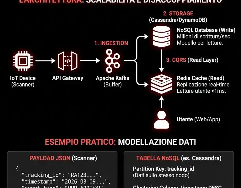 Infografica: Guida al database tracking postale: architetture su larga scala