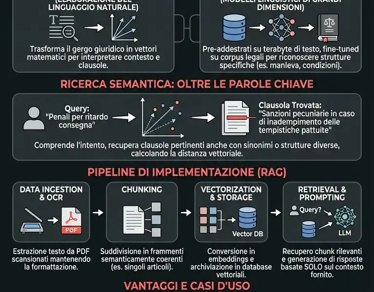 Infografica: Guida all'AI per Contratti Legali e LLM