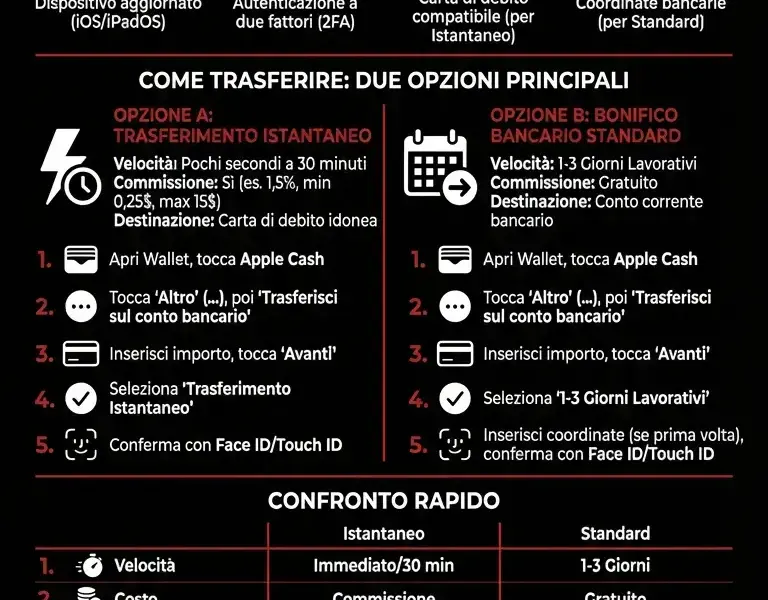 Infografica: Guida: Come trasferire soldi apple pay