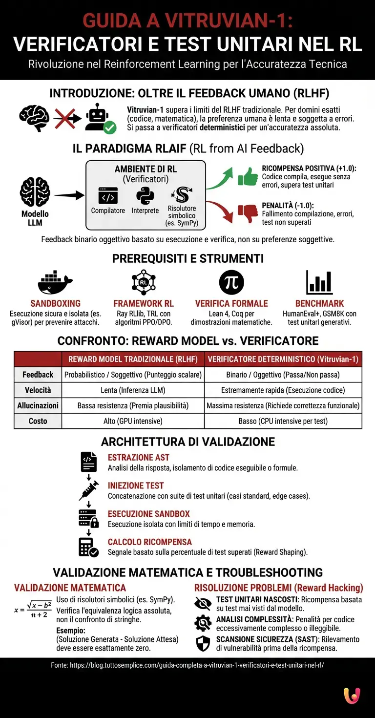 Guida Completa a Vitruvian-1: Verificatori e Test Unitari nel RL - Infografica riassuntiva