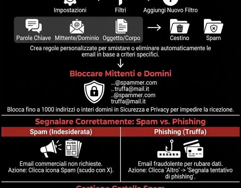 Infografica: Guida Completa al Filtro Spam Yahoo: Gestione e Configurazione