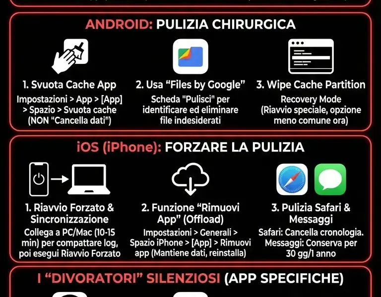 Infografica: Guida Completa alla Memoria Altro su Smartphone: Come Svuotarla