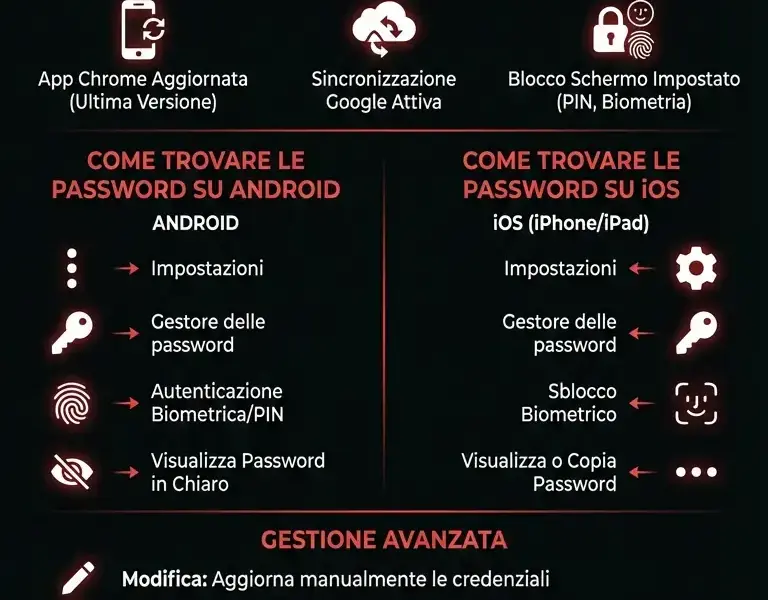 Infografica: Guida Completa: Password Salvate Chrome su Mobile