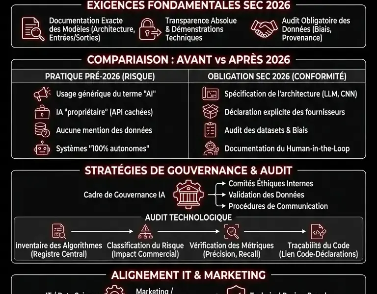 Infografica: Guide Complet de la R&eacute;glementation SEC 2026 sur l'AI Washing