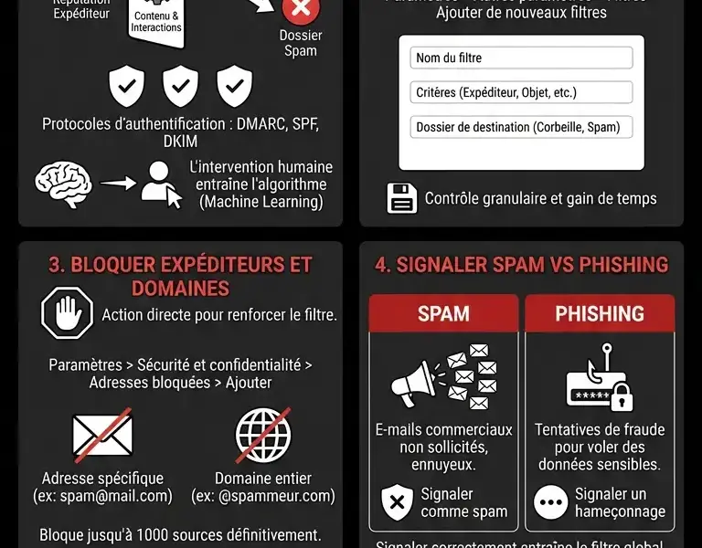 Infografica: Guide Complet du Filtre Anti-Spam Yahoo : Gestion et Configuration