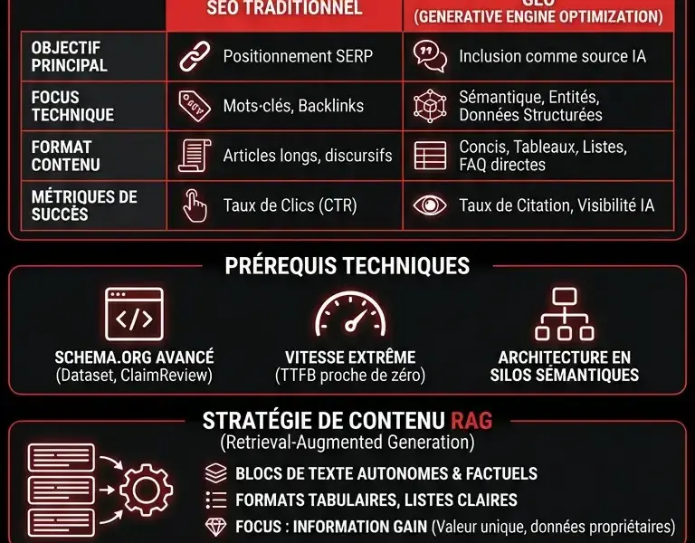 Infografica: Guide Complet : GEO vs SEO pour les AI Overviews