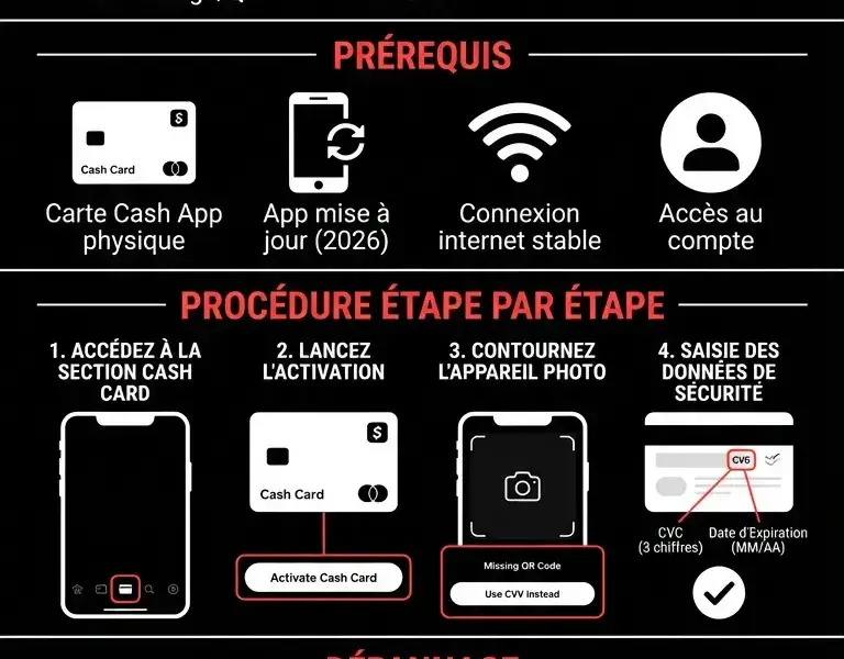 Infografica: Guide Compl&egrave;te : Comment Activer la Carte Cash App Sans QR