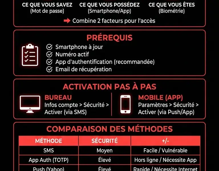 Infografica: Guide S&eacute;curit&eacute; Yahoo 2026 : V&eacute;rification en deux &eacute;tapes