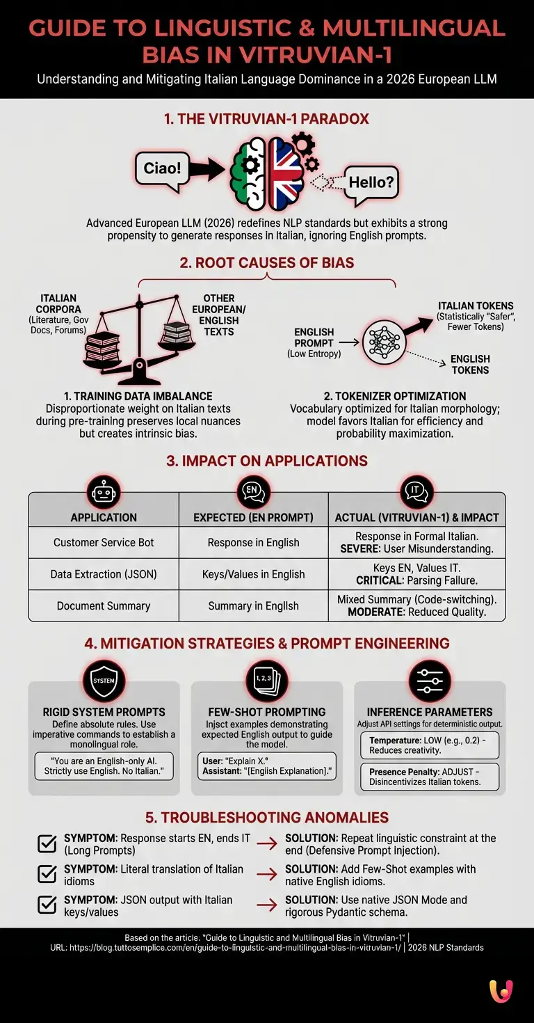 Guide to Linguistic and Multilingual Bias in Vitruvian-1 - Summary Infographic
