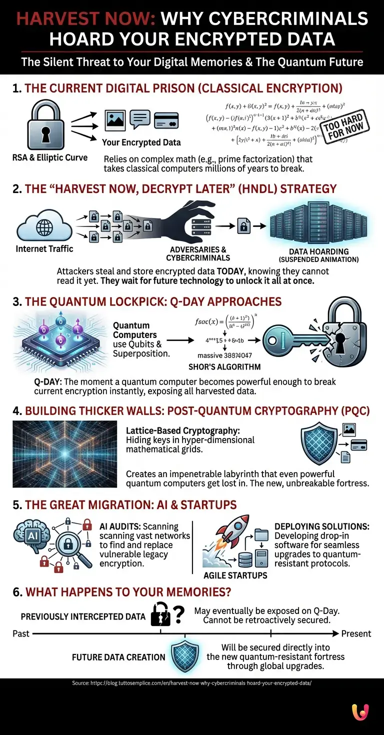 Harvest Now: Why Cybercriminals Hoard Your Encrypted Data - Summary Infographic