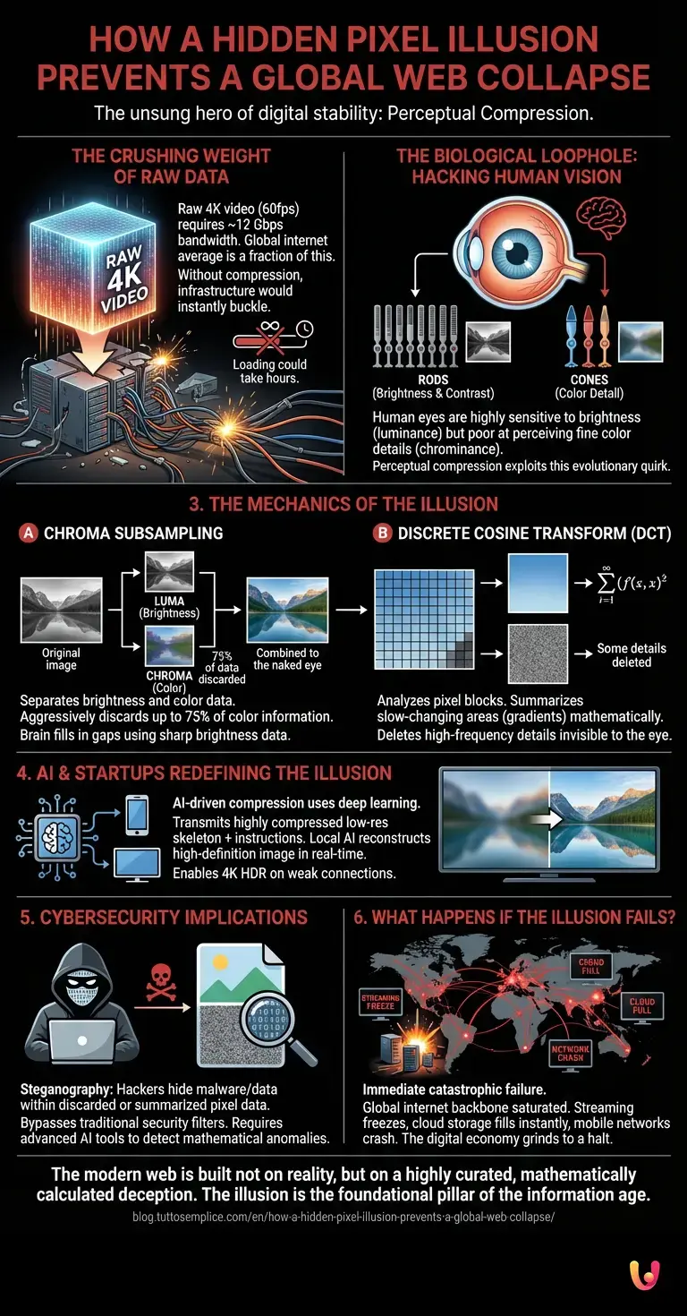 How a hidden pixel illusion prevents a global web collapse - Summary Infographic
