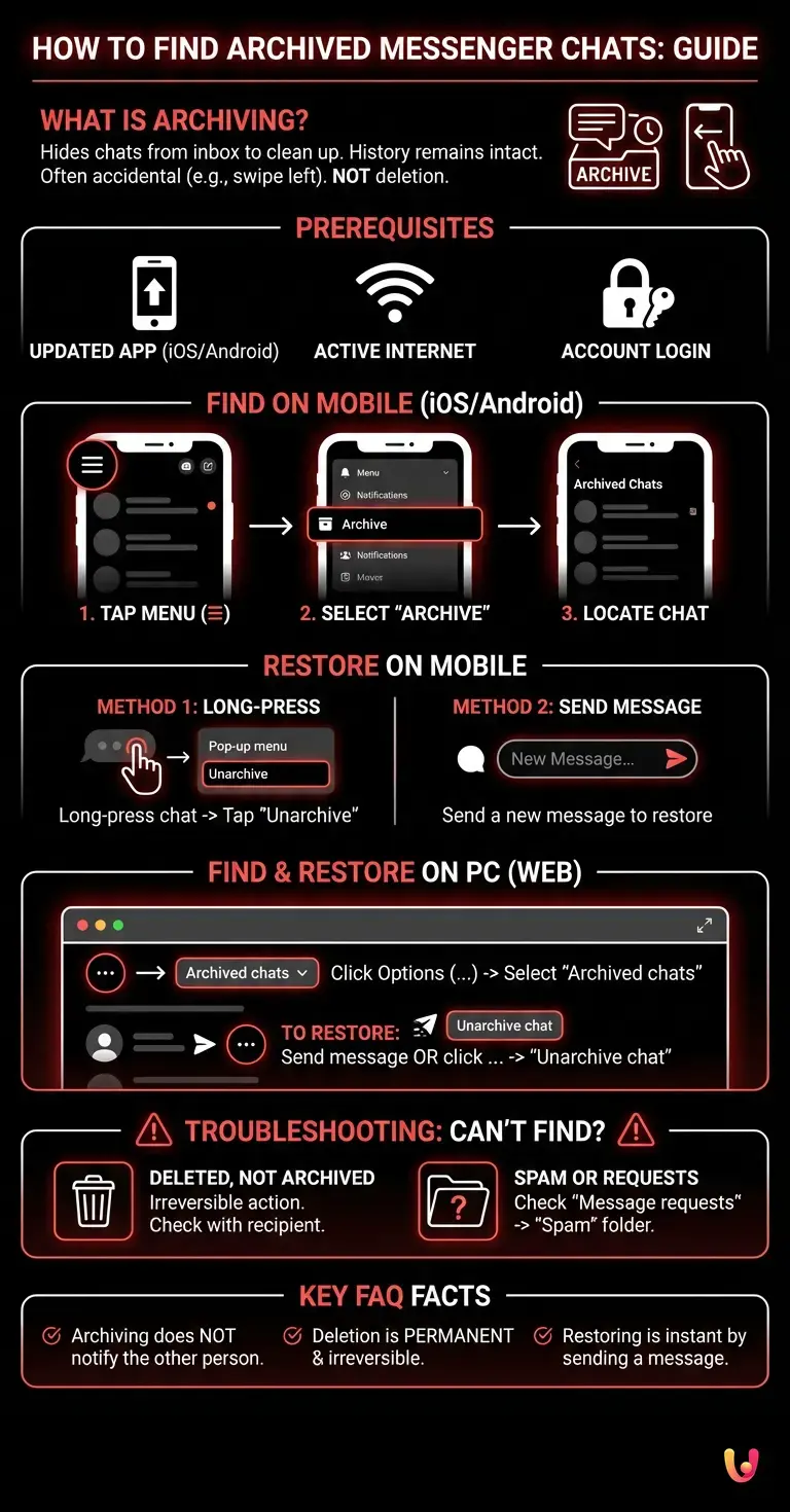 How to Find Archived Messenger Chats: Guide - Summary Infographic